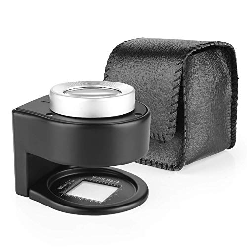 30X Loupe Magnifier with 6 Light, Desktop Portable Metal Magnifier Folding Scale Sewing Magnifying Glass for Textile Optical Jewelry Tool Coins Currency (Black) - color: Black