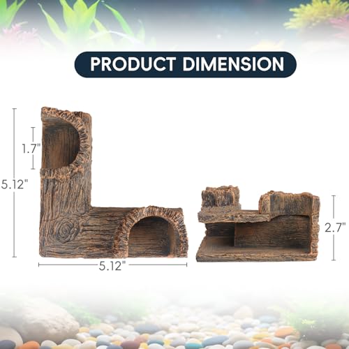 VEELAM Fish Tank Corner Underground Hideout Cave Decor for Fish Shrimp Hiding Breeding, Aquarium Resin Decorations,Stump Style - style: Stump