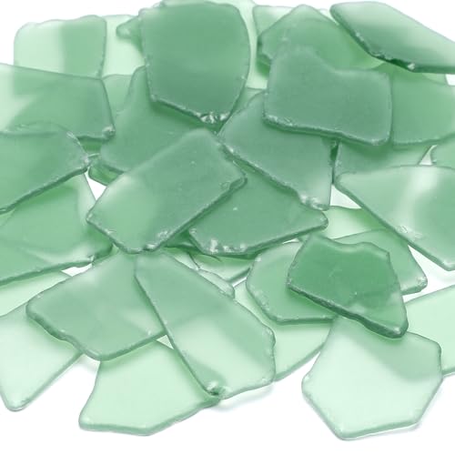 SUREAM Green Seaglass for Crafts, Seaglass Decor for Home, Broken Glass Pieces for DIY Art, Jewelry Making, Vase Filler, Beach Weddings Decor - color: Green