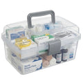 MyGift 10.2 Inch Transparent Plastic Empty Multipurpose Tackle Box with Gray Handle and Removable Tray for Tools, First Aid, Sewing Kit, Arts Crafts Supplies Storage