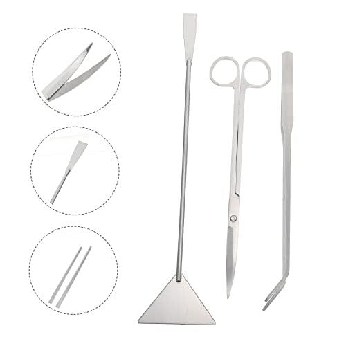 1 Set Stainless Aquarium Tool Set Multi Function Scissors Scraper Shovel for Precision Aquascaping Durable Resistant Stainless Steel for Delicate Water Plants