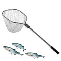 Floating Fishing Net for Steelhead, Salmon, Fly, Kayak, Catfish, Bass, Trout Fishing, Rubber Coated Landing Net with Fixed or Telescoping Pole Handle - color: White Silicone Net