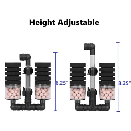 AQUANEAT Aquarium Air Powered Sponge Filter with Ceramic Media Balls, for Betta Fry Shrimp Fish Tank, with 2 Spare Sponges, Small - size: Small