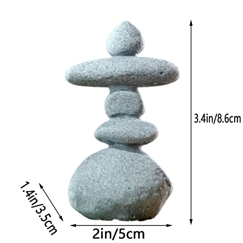 livelyfish Balanced Stones Statue Aquarium Rock Decor 3.4" Stacked Rock Figurines for Fish Tank Zen Garden Bonsai Accessories Micro Landscape Decorations,S