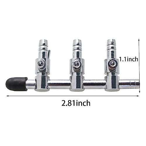 TAODAN 2PCS 3-Way Aquarium Metal Gang Manifold Air Line Control Valve Air Tap Air Splitter Stainless Steel Air Flow Splitter Pump Lever Valve - size: 72x28x22mm 3-Way