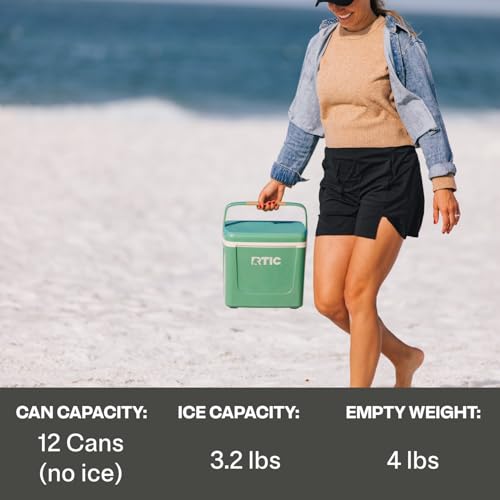 RTIC 8 QT Road Trip Personal Cooler, Small, Compact, Insulated, Portable Ice Chest Box for Food, Drink, Beverage, Beach, Camping, Picnic, Fishing, Boat, 12-Can Capacity - color: Cobalt & White