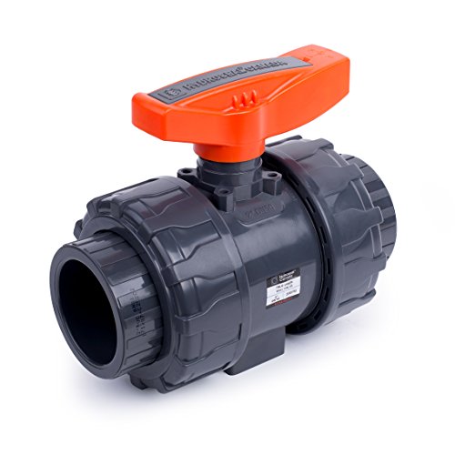 HYDROSEAL Kaplan 2’’ PVC True Union Ball Valve with Full Port, ASTM F1970, EPDM O-Rings and Reversible PTFE Seats, Rated at 200 PSI @73F, Gray, 2 inch Socket (2 inch) - size: 2 Inch