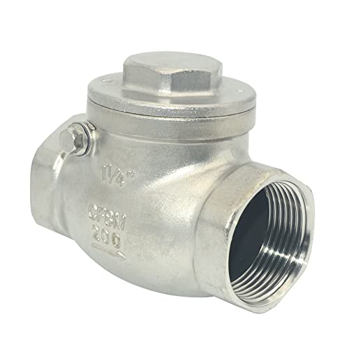 1-1/4" Stainless Steel SS316 Swing Check Valve,NPT Female x Female Thread,WOG 200 PSI PN16 CF8M - size: 1.25 Inch