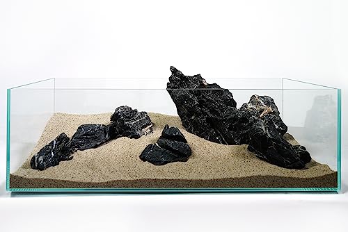 Dark SEIRYU Stones Natural Rocks (3~11 inches,11pcs) x2 40Lx 2 Cases Total 80L 37lbs for Aquarium, Paludarium, Terrariums, Landscaping Rocks, Decorative Aquarium Rocks - size: 09 Dark Seiryu Stones(3-11inch,36lbs)