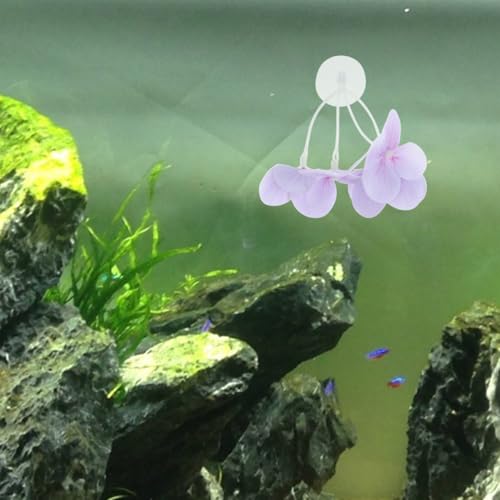 Kisangel Realistic Aquarium Plastic Plants 3.34X2.95X2.75In Artificial Pond Plants Fish Tank Decorations for Betta Fish Tank Accessories Easy to Clean Durable - color: Violet