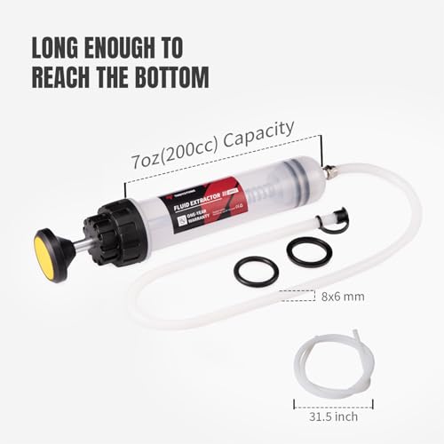 Thorstone 200cc Automotive Fluid Extractor Pump | Manual Oil Change Syringe with 31 Inch Hose (7 Oz./0.21 Qt./200 CC) - size: 200cc(80cm hose)