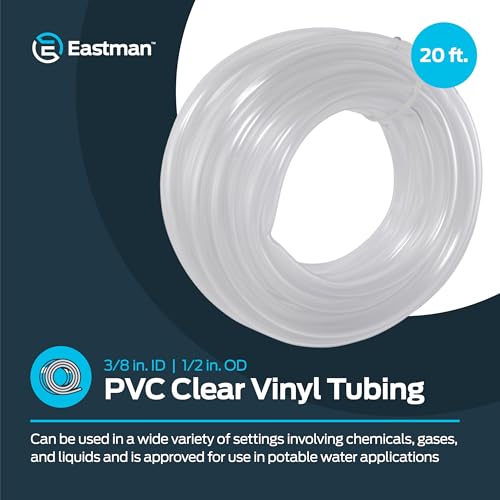 Eastman 3/8 Inch ID (1/2 Inch OD) PVC Clear Vinyl Tubing, 20 Foot Length, 98566 - size: 3/8 in. ID x 1/2 in. OD, style: 20 Ft.