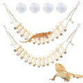 VCEPJH Reptile Bridge Leopard Gecko Climbing Ladder Wooden Basking Lounger Reptile Tank Accessories for Crested Gecko Bearded Dragon Hermit Crab Turtle Chameleon Lizard Tree Frog (2 Pcs)