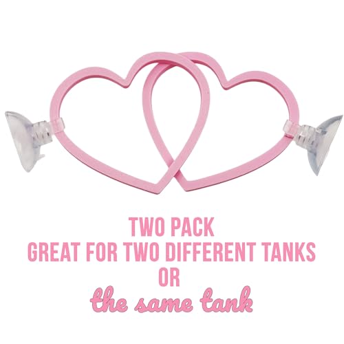 Heart Swim Ring Decor for Betta Fish, Interactive Exercise Toy for Aquariums Betta Ring, 2 Pack Pink