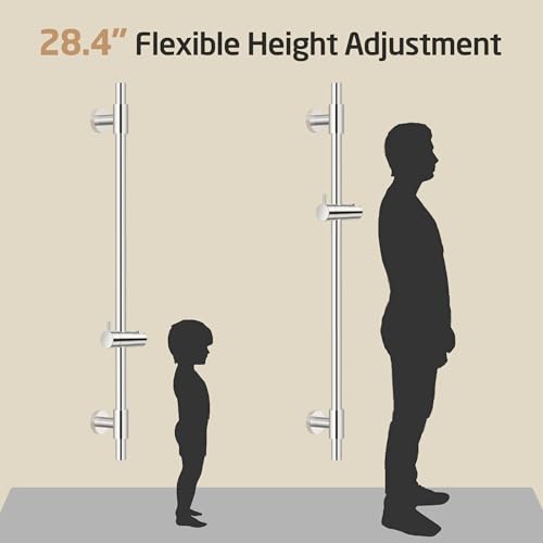 KES 30-Inch Shower Slide Bar with Adjustable Handheld Shower Head Holder, Reuse Existing Holes, SUS304 Polished Stainless Steel Wall Mount for Bathroom, Drilling Required, F209S78-PS - color: Polished Finish, style: 30.7-Inch+Drill Mounted