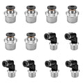 12 Pcs Push to Connect Fittings 5/32 Inch Tube OD x 1/4 Inch NPT Thread Pneumatic Male Straight and Elbow Quick Connect Air line fittings - size: 5/32"OD x 1/4"NPT