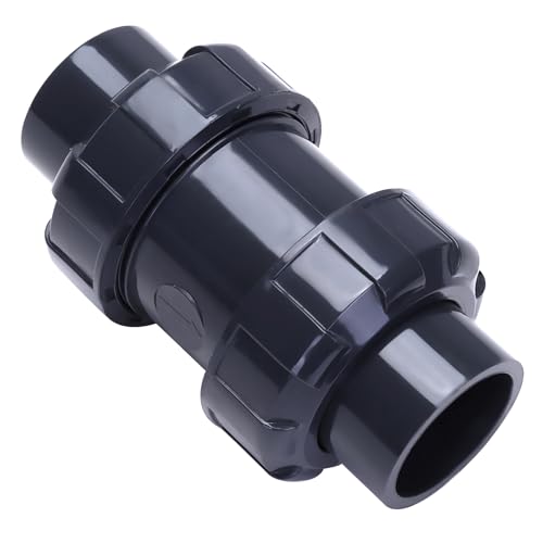 DERNORD 1-1/4" UPVC True Union Ball Check Valve with Full Port, EPDM Seals, Rated at 200 PSI, 1-1/4 Inch Socket - size: 1-14 inch