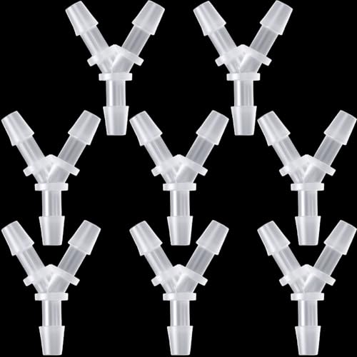 PAGOW 8 Pcs Hose Barb Fitting, 1/8" Plastic Hose Barb Tee 3 Way Y Shape Barbed Fitting for Air Line Tubing Pipe, Oxygen Tubing Pipe, Household Fuel, Gas, Water - size: 1/8" (8 Pcs)