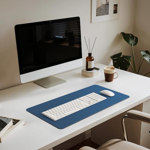 Jotsome Leather Desk Pad Mat, Non-Slip Desk Blotter Pad - Desk Protector for Office, Home, Laptop, and Desktop - color: Midnight Blue, size: 24" x 14"