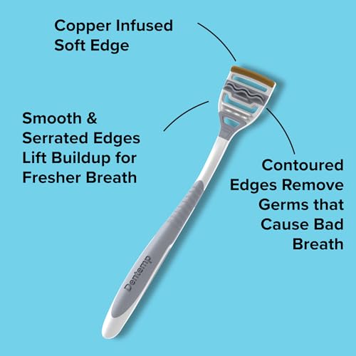 Dentemp Tongue Scraper with Copper Infusion - Bad Breath Eliminator and Oral Care Tool - Ergonomic Handle Design (2 pack)
