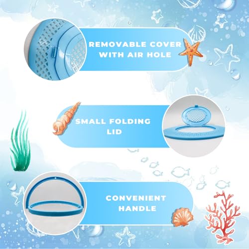 Foldable Small Aquarium, Portable Fish Tank, Fish Transport Container, Plasitc Fish Bowl, Beginner Tank, Great Concept for Catching and Release Critters, Beach, Pool and Lake - color: Blue, size: Large
