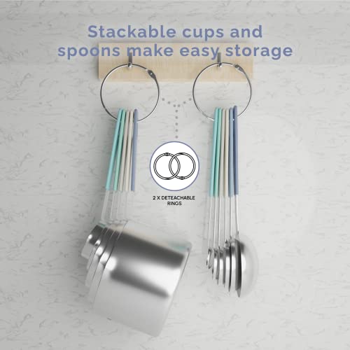 CuttleLab Measuring Cups and Measuring Spoons Set of 14 - Stainless Steel Measuring Cups and Spoons Set, Includes 1/8 Teaspoon Measuring Spoon, 1/8 Cup Measuring Cup, Leveler Dry (14, Farmhouse) - color: Farmhouse