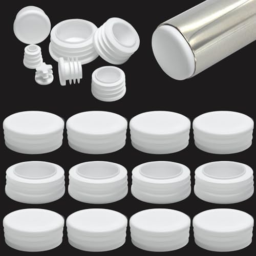 EASYEAH 1-3/4" (45mm) Plastic Hole Plugs White -Round Chair Leg Caps, Flush Mount Pipe Plugs, Tubing End Caps for Metal&Wood Legs Tube, Outdoor Furniture Feet caps & Table Plastic Plugs, 12 PCS - color: White, size: 12 PCS,1-3/4"