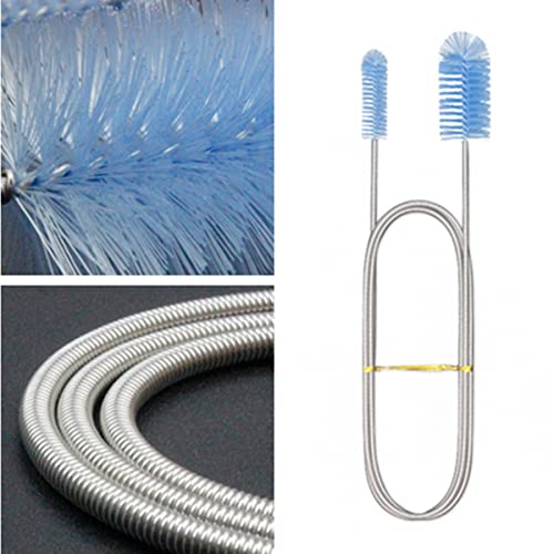 Aquarium Filter Hose Brush, Stainless Steel Long Tube Cleaning Brush, Nylon Tube Brush for Fish Tank, Home Kitchen, Glasses Drinking Straws