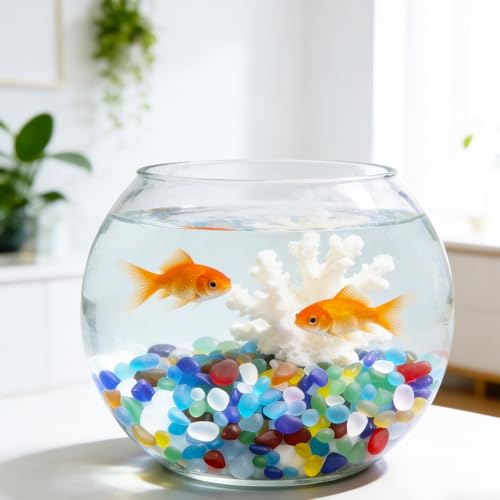 QYGL Sea Glass Stones - 0.55LB Yellow Frosted Glass Pebbles Gemstones - Perfect for Aquarium Rocks, Fish Tank Gravel, Vase Fillers, DIY Crafts, and Home Decor - color: Yellow