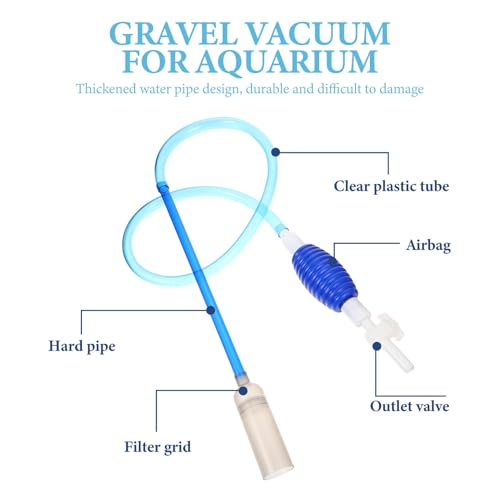POPETPOP Manual Aquarium Gravel Vacuum Cleaner 1.96m Portable Fish Tank Water Changer Siphon Pump for Household Aquarium Cleaning