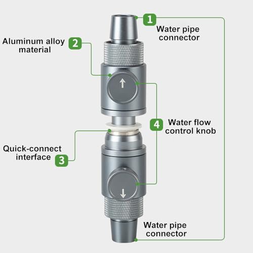 DONGKER Aquarium Double Tap Connector,Aluminum Alloy Quick Release Double Tap Valve with Water Flow Control Knob for Aquarium 12mm/16mm/20mm I.D. Water Pipe - size: 12 16mm