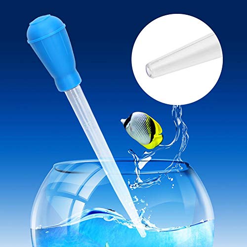 Fish Pipette Dropper, Aquarium Dropper Mini Manual Water Changer Aquarium Gravel Cleaner Waste Remover Changer Aquarium Dropper Pipette Feeder Water Transfer(Blue) - color: Blue