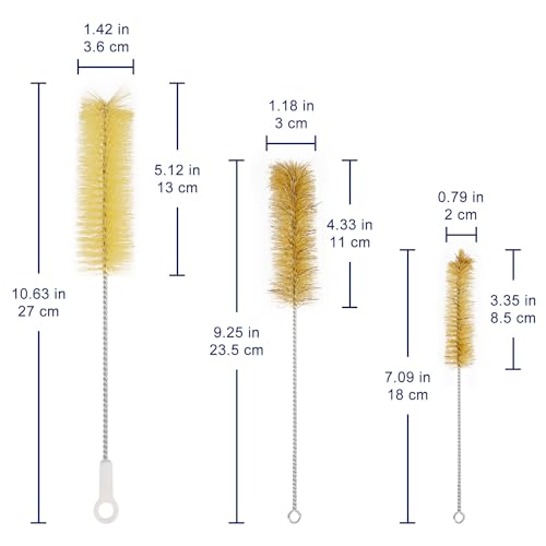 Test Tube Brushes, 10 Pack Bristle Test Tube Bottle Wash Cleaning Brushes with Radial Tufted End Suitable for Laboratory Use, Size S