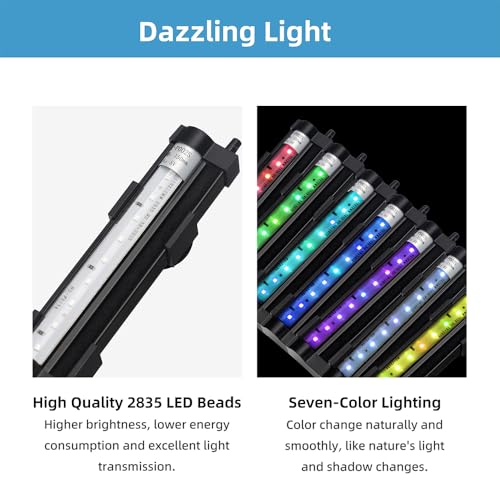 Submersible Aquarium Light 6Inch Fish Tank Light Bubbler Wall with Air Bubble Hole IP68 Waterproof Color Changing Led Light for Freshwater and Saltwater Aquariums Fish Tanks - size: 6 Inch