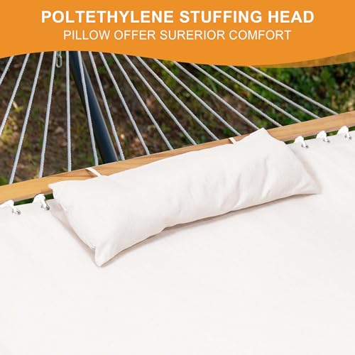 Lazy Daze Hammocks 12 FT Sunbrella Fabric Hammock Non-Fading with Spreader Bars and Free Pillow Fits for 2 Persons, All Weather and Fade Resistant for Patio Yard, 450 lbs Capacity, Cast Pumice - color: Cast Pumice