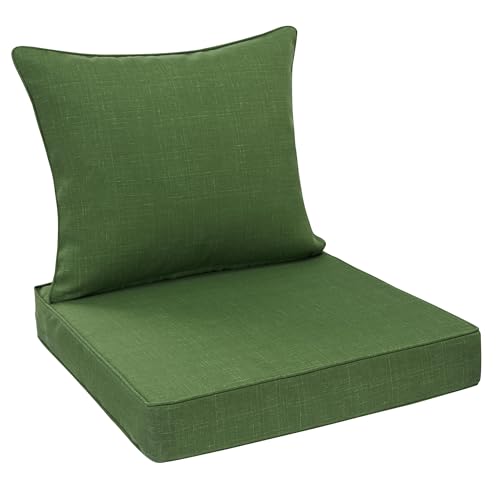 FUNHOME Outdoor Seat Cushion Set 24 x 24 x 4 Inch,Water Resistant Outdoor Chair Cushions for Patio Furniture,Thick Deep Seating Pads for Outside Chair Sofa Couch, Moss Green - color: Moss Green