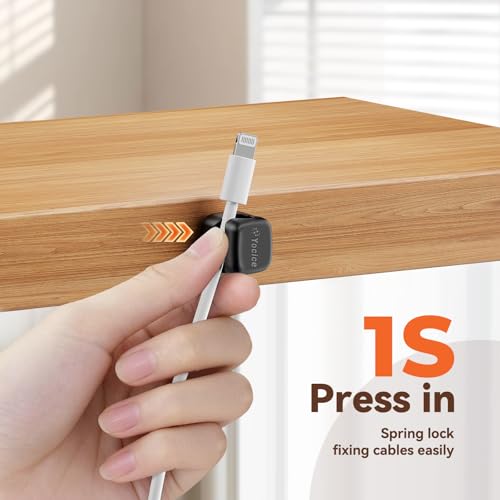 6Pack Rotatable Cord Organizer,Spring Cable Clips Desk Cable Management Cord Holder Adhesive Phone Charger Cord Clips for Home Office Car wall Nightstand Accessories, Black - color: Black, size: 6Pack