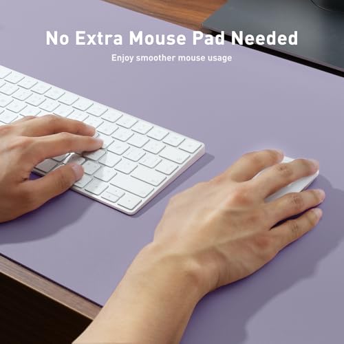 Aothia Leather Desk Pad Protector, Large Mouse Pad, Office Desk Mat, Non-Slip PU Leather Desk Blotter, Laptop Desk Pad, Waterproof Desk Writing Pad for Office and Home (23.6" x 13.7", Lavender) - color: Lavender, size: 23.6" x 13.7"