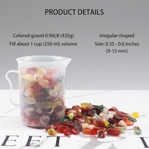0.96LB Aquarium Gravel Natural Pebbles Crushed Stones Polished Bulk Irregular Shaped Succulent Rocks Vase Filler Fish Tank Decorative - Colorful - color: Colorful Agate