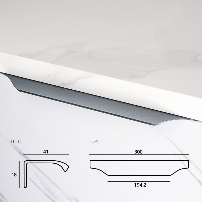 5 Pack Grey Finger Pulls for Cabinets, Streamlined Long Concealed Handle for Home Kitchen Door Drawer Cabinet, Mount Finger Edge Tab Pull Aluminum (Brushed Gray,300mm/11.81" Overall Length) - color: Gray, size: 300mm/11.81" Overall Length
