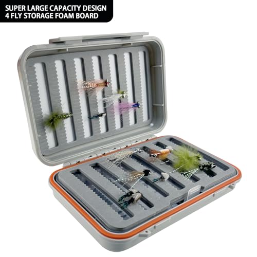 Aventik Large Capacity Waterproof Fly Fishing Box 4-Layer Foam Tackle Fishing Box for Freshwater Saltwater Streamer Storage(H039A) - style: H039A