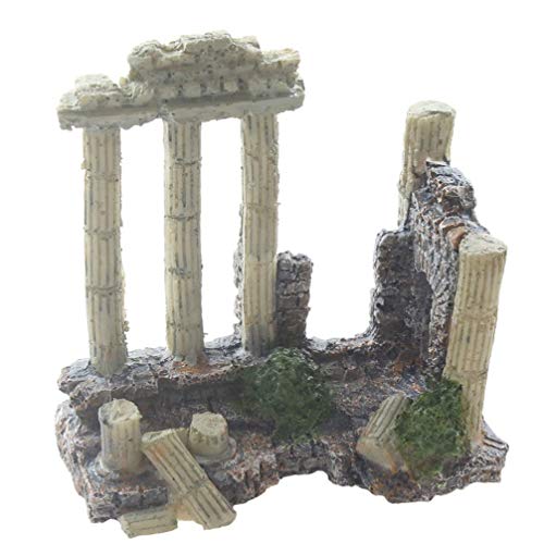 emours Aquarium Decoration Fish Tank Landscape Ornament Vintage Ruins Roman Column