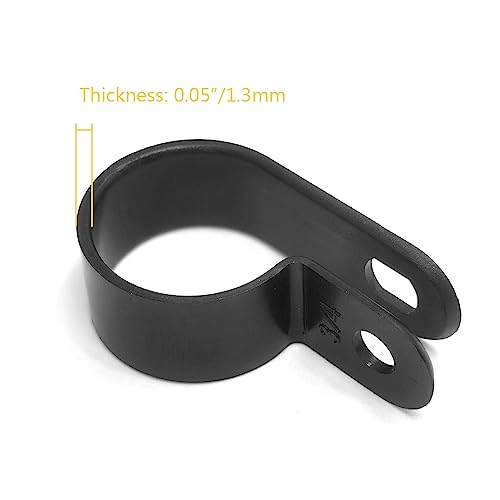 Cable Clamp R-Type Cable Clip Wire Clamp 3/4" Nylon Screw Mounting Cord Fastener Clips with Screws for Wire Management - Black - 50 Pcs - size: 3/4" Black