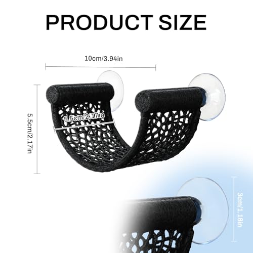 Betta Fish Hammock, White Floating Resting Leaf with Suction Cup - Aquarium Perch Ledge for Bettas, Shrimp, and Nano Fish - Minimalist Tank Decor & Accessory (Black) - color: black