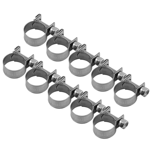 10pcs Stainless Steel Hose Clamps – Adjustable 6-20mm Fuel Line Pipe Clips for Air, Water, Silicone & Fuel Hoses (14-16Mm) - size: 14-16Mm
