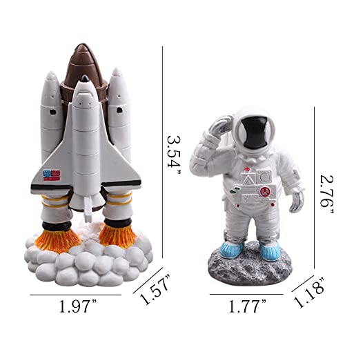 WAYUTO 2Pcs Space Astronaut Spacecraft Aquarium Decoration Astronaut Landscape Desktop Fish Tank Decor Spaceship Rocket Ornaments for Home Decoration