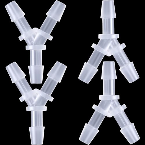 4 PCS 1/8" Y Shaped Connector, Plastic Hose Barb Fitting 3 Way Tubing Connectors, Equal Barbed Joint Splicer Mender Adapter Union for Air Line Water Oxygen Tubing Pipe Gas - White - style: 1/8" Y Shape,4pcs