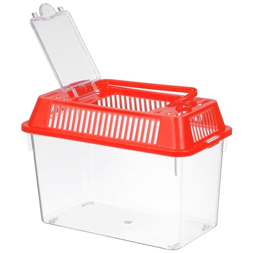 Baluue Portable Fish Tank, Handheld Fish Tank, Plastic Mini Box, Transparent Cutout Design, Plastic Aquarium with Handle for Turtle and Pet Lid for Random