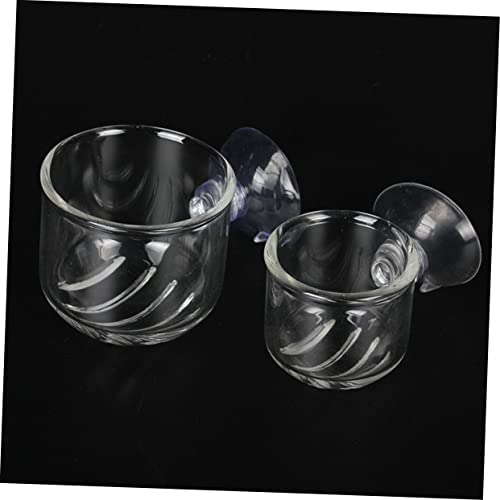 BESPORTBLE 2-piece Glass Feeding Cup for Fresh Saltwater Aquariums Fish Feeder Suction Cup Ideal for Brine Shrimp Eggs Aquarium Equipment Supplies Size s