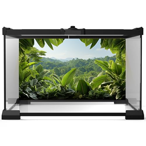 Tropical Leaves Aquarium Background Rainforest Lush Green Jungle Plants Fish Tank Background Blue Sky Nature Mountains Reptile Tank Backgrounds Foggy Forest Reptile Enclosure Backgrounds 24x12in - color: Pale Green, size: 24(W)x12(H)inches/ 60(W)*30cm(H)